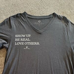 Black V-Neck Graphic Tee